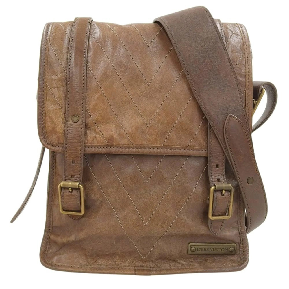 LOUIS VUITTON Authentic Brown Leather Shoulder Bag